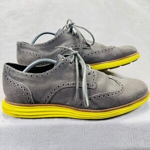 Cole Haan Shoes Men's 11.5 Lunargrand Wingtip Oxford Gray Lace Up Comfort C10226